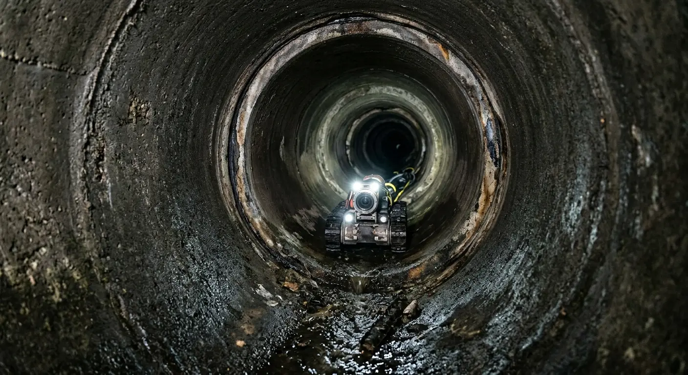 Robotic sewer camera inspecting pipe interior for Sewer Line Repair in Lower Southampton